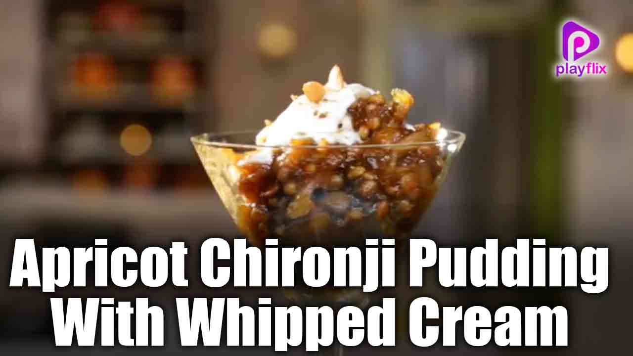 Apricot Chironji Pudding With Whipped Cream