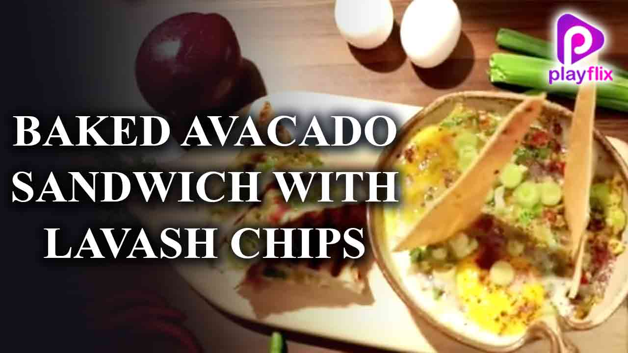 Baked Avacado Sandwich with Lavash Chips