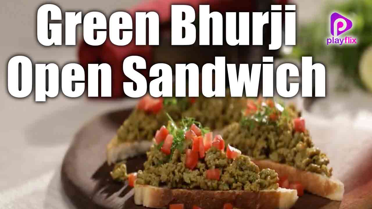 Green Bhurji Open Sandwich