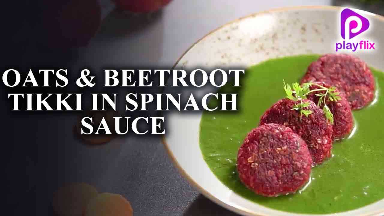 Oats and Beetroot Tikki in Spinach Sauce